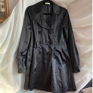 Moon Collection Double Breasted Black Trench Coat A Line Jacket Large Twee Femme